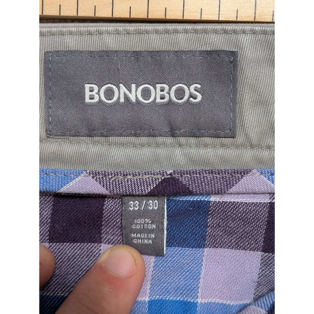 BONOBOS Mens Pants Gray / Tan 33x30 Straight Leg Chino Breathable Pockets 100% - Picture 4 of 8